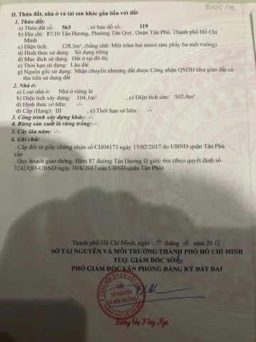 Bán Nhà Hẻm 87/10 Tân Hương, Tân Quý, Tân Phú