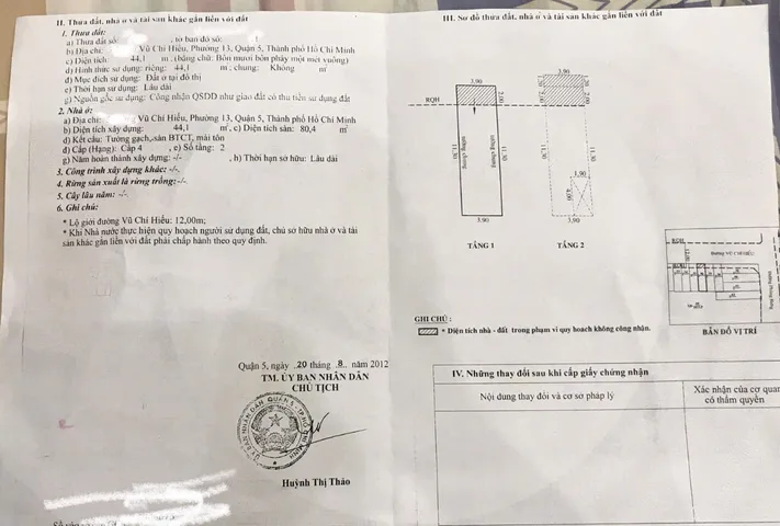 Bán Nhà Mặt Tiền 5 Vũ Chí Hiếu, P.13, Q.5