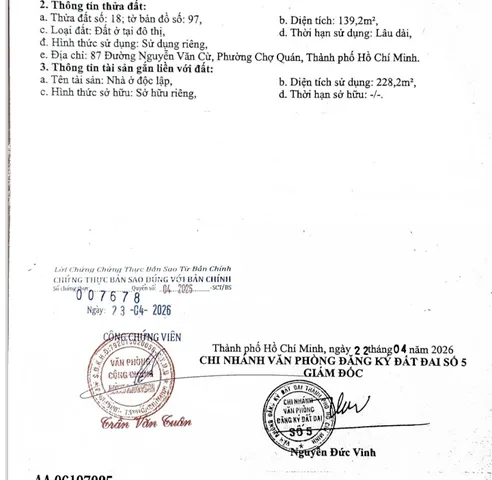 Bán Nhà Mặt Tiền 87 Nguyễn Văn Cừ, P.1, Q.5