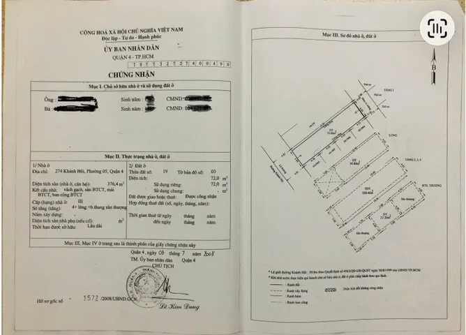 Bán Nhà Mặt Tiền 274 Khánh Hội, P.5, Quận 4