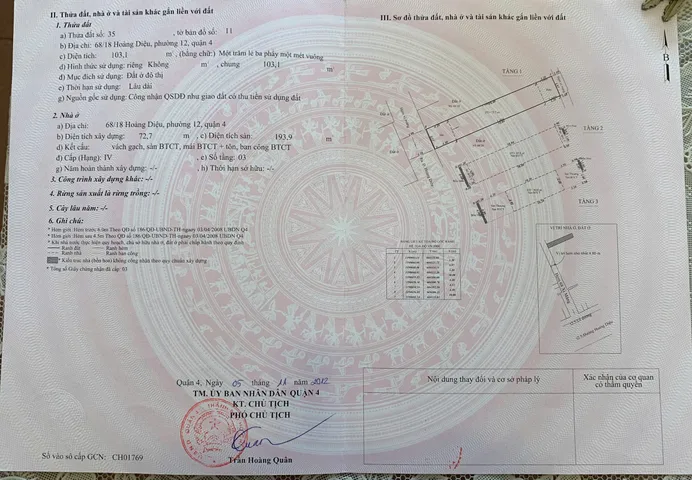 Bán Nhà Hẻm 68/18 Hoàng Diệu, Phường 12, Quận 4