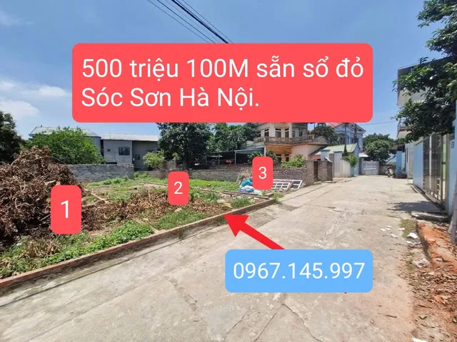 500 triệu mỗi lô,có bán lẻ,100m mỗi lô gần chợ chấu sẵn sổ đỏ.