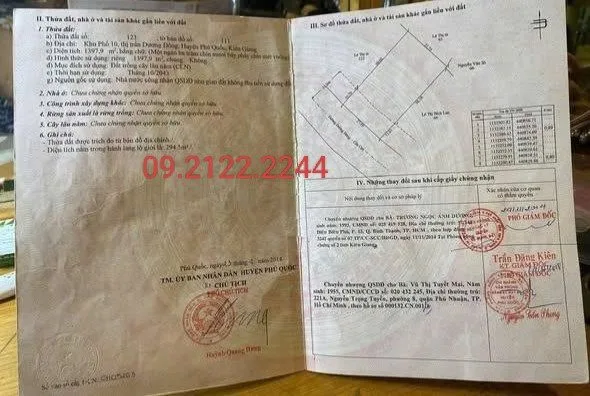 Bán Đất 1398m2 Ngang 27.8m MT Dương Đông - Cửa Cạn giá 39 tỷ tại KP10 Dương Đông Đặc Khu Phú Quốc