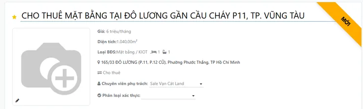 Cho thuê Mặt bằng kinh doanh 1040m2 giá 6 triệu tại - Chọn - Phường 12 Thành phố Vũng Tàu Bà Rịa - Vũng Tàu