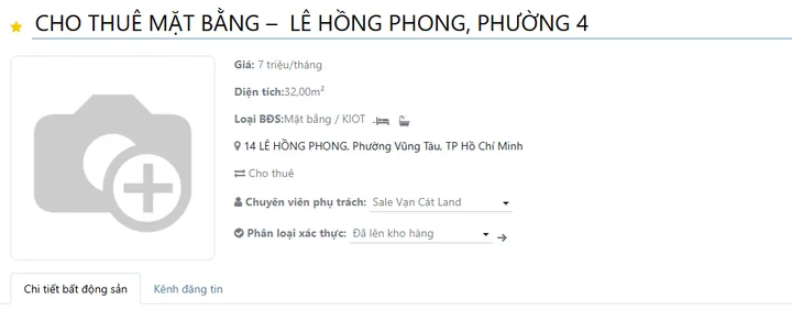 Cho thuê Mặt bằng kinh doanh 32m2 giá 7 triệu tại - Chọn - Phường 4 Thành phố Vũng Tàu Bà Rịa - Vũng Tàu