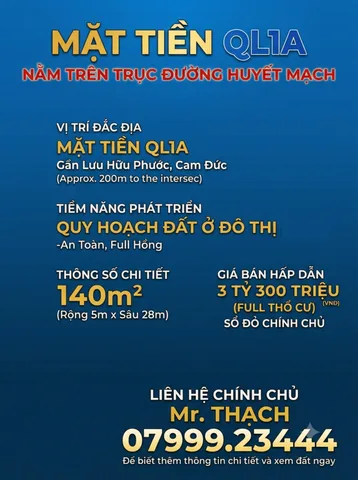 Mặt Tiền QL 1A Cam lâm - Khánh Hoà