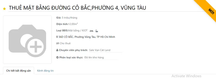 Cho thuê Mặt bằng kinh doanh 12m2 giá 5 triệu tại - Chọn - Phường 4 Thành phố Vũng Tàu Bà Rịa - Vũng Tàu