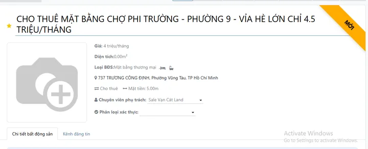 Cho thuê Mặt bằng kinh doanh 15m2 giá 4.5 triệu tại - Chọn - Phường 9 Thành phố Vũng Tàu Bà Rịa - Vũng Tàu