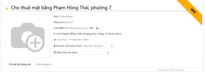 Cho thuê Mặt bằng kinh doanh 45.6m2 giá 8 triệu tại - Chọn - Phường 7 Thành phố Vũng Tàu Bà Rịa - Vũng Tàu