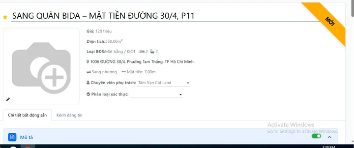 Cho thuê Mặt bằng kinh doanh 350m2 giá 15 triệu tại - Chọn - Phường 11 Thành phố Vũng Tàu Bà Rịa - Vũng Tàu