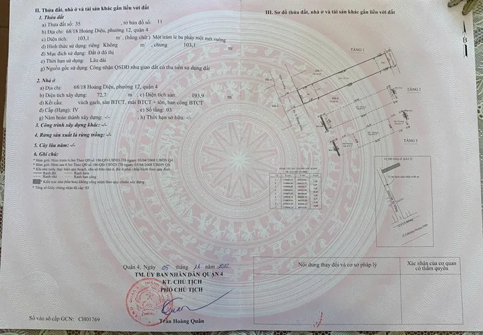 Bán Nhà Hẻm 68/18 Hoàng Diệu, Phường 12, Quận 4