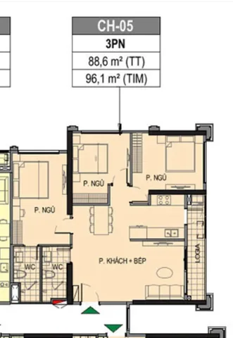Hiếm có khó tìm! Căn góc 3PN 88.6m² tòa (PR6) The Paris OCP1- Tầng 18 ban công ĐN-ĐB view thoáng không chắn bếp riêng ban công dài giá chỉ 6.52 tỷ