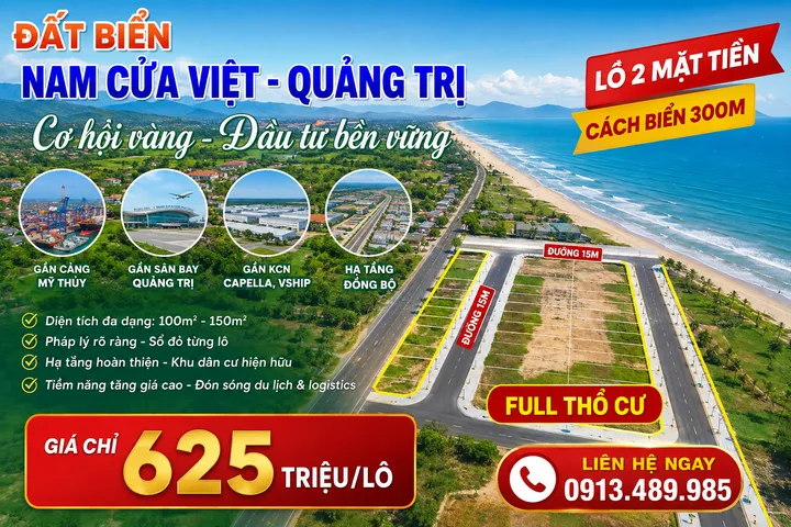 Đất Nền Ven Biển 2 Mặt Tiền - Giá 625Tr/Lô Full Thổ Cư