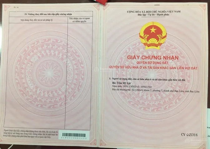 Bán Đất 100m2 có sẵn 100 m2 thổ cư giá 1.84 tỷ tại hẻm Đường Võ Văn Kiệt Phường 1 Thành phố Bạc Liêu Bạc Liêu