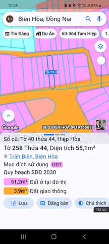 Bán Đất 55m2 có sẵn 55 m2 thổ cư giá 2.4 tỷ tại Đường Đỗ Văn Thi Phường Hiệp Hòa Thành phố Biên Hòa Đồng Nai
