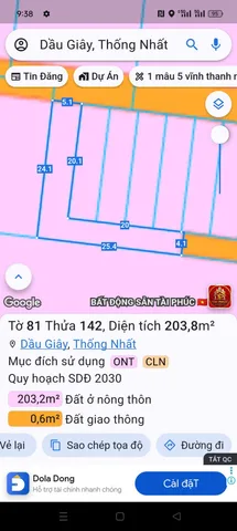 Bán Đất 203.8m2 có sẵn 203 m2 thổ cư giá 340 triệu tại - Chọn - Thị trấn Dầu Giây Huyện Thống Nhất Đồng Nai