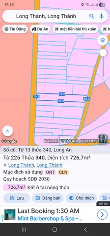 Bán Đất 726m2 có sẵn 100 m2 thổ cư giá 8 tỷ tại Xã Long An Huyện Long Thành Đồng Nai