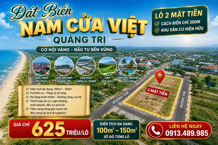 Bán Đất 150m2 có sẵn 150 m2 thổ cư giá 625 triệu tại - Chọn - - Chọn - Xã Nam Cửa Việt Quảng Trị