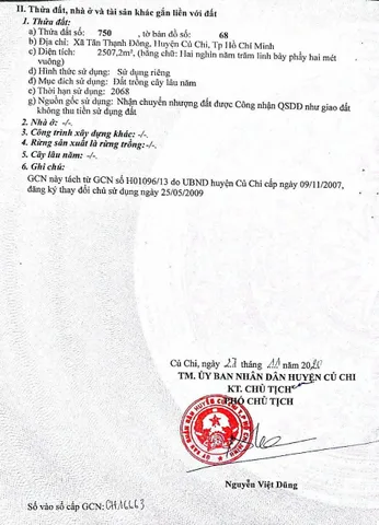 (L393) Đất xã Tân Thạnh Đông, dt 2.507m2, giá 2 tỷ 500