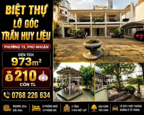 Bán Nhà riêng 973m2 có sẵn 973 m2 thổ cư giá 210 tỷ tại - Chọn - Phường 15 Quận Phú Nhuận TP. Hồ Chí Minh