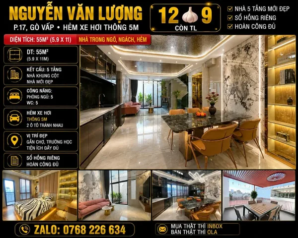 Bán Nhà riêng 55m2 có sẵn 55 m2 thổ cư giá 12.9 tỷ tại - Chọn - Phường 17 Quận Gò Vấp TP. Hồ Chí Minh