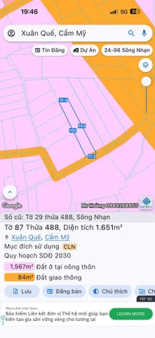 Bán Đất 1651m2 giá 1.8 tỷ tại - Chọn - Xã Xuân Quế Huyện Cẩm Mỹ Đồng Nai