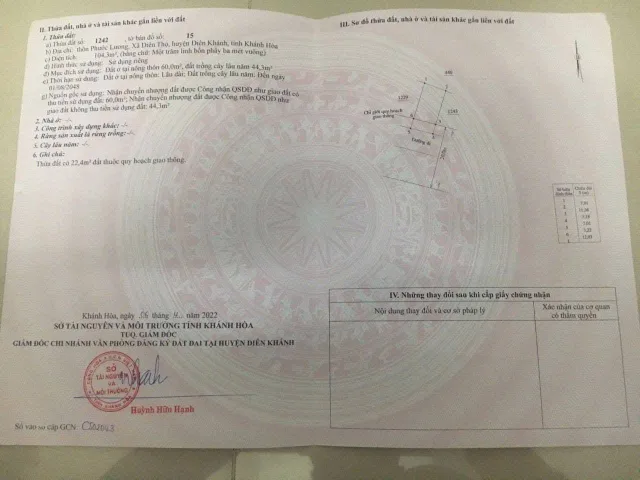 ĐẤT MẶT TIỀN ĐƯỜNG NHỰA DIÊN THỌ – CHỈ 750 TRIỆU | GẦN KCN VCN, CAO TỐC – SỔ HỒNG SẴN