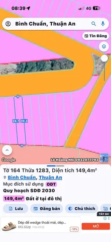 Bán Đất 149m2 có sẵn 149 m2 thổ cư giá 3.3 tỷ tại Phường Bình Chuẩn Thị xã Thuận An Bình Dương