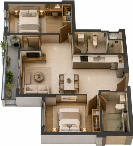 Chính thức 65.61m2 - Giá 5.85 tỷ chưa chiết khấu 15% - 2PN2WC Arcadia