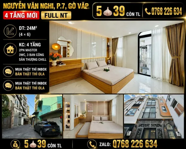 Bán Nhà riêng 24m2 có sẵn 24 m2 thổ cư giá 5.39 tỷ tại - Chọn - Phường 07 Quận Gò Vấp TP. Hồ Chí Minh