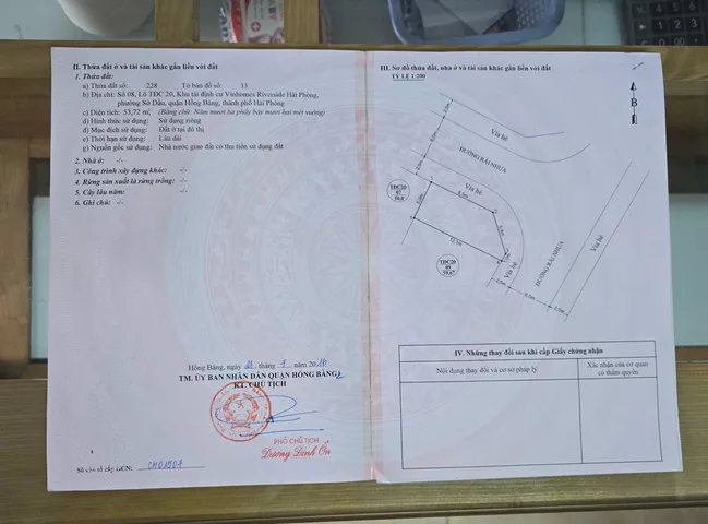 08.2026.Bán Đất 53.7m2 có giá 4.56 tỷ tại Phường Sở Dầu . liên hệ 0362558882
