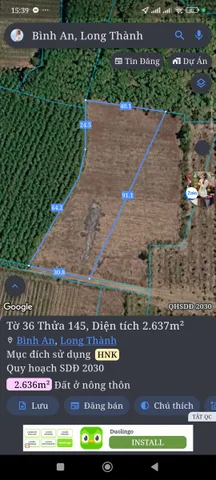 Bán Đất 2636m2 giá 2 tỷ tại Xã Bình An Huyện Long Thành Đồng Nai