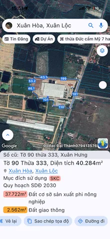 Bán Đất 274107m2 có sẵn 300 m2 thổ cư giá 209 tỷ tại Xã Xuân Hưng Huyện Xuân Lộc Đồng Nai