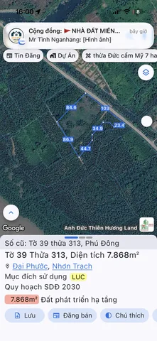Bán Đất 126000m2 giá 441 tỷ tại Xã Phú Đông Huyện Nhơn Trạch Đồng Nai