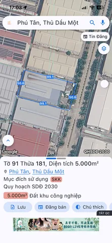 Bán Đất 5000m2 giá 58 tỷ tại Phường Phú Tân Thành phố Thủ Dầu Một Bình Dương