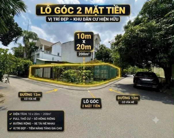 SIÊU PHẨM ĐẤT LÔ GÓC 2 MẶT TIỀN, 200M2 , FUN THỔ CƯ - ĐƯỜNG B PHƯỜNG  HIỆP BÌNH CHÁNH THỦ ĐỨC. CHỈ 17 TỶ.