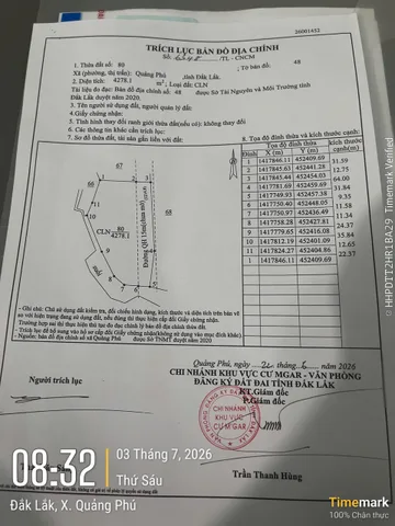 Bán Đất 4000m2 giá 3.2 tỷ tại Xã Quảng Tiến Huyện Cư M'gar Đắk Lắk