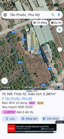 Bán Đất 2287m2 có sẵn 70 m2 thổ cư giá 13.7 tỷ tại Xã Tân Phước Thành phố Phú Mỹ Bà Rịa - Vũng Tàu
