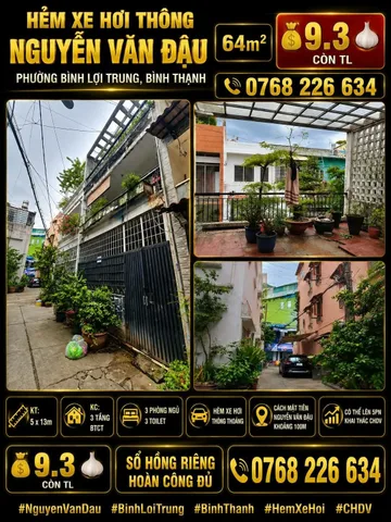 Bán Nhà riêng 64m2 có sẵn 64 m2 thổ cư giá 9.3 tỷ tại - Chọn - Phường 11 Quận Bình Thạnh TP. Hồ Chí Minh