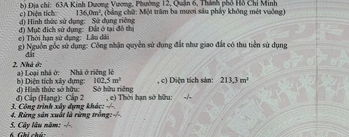 Bán Nhà Mặt Tiền 63A Kinh Dương Vương, phường 12, Quận 6
