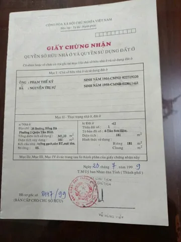 Bán Nhà Mặt Tiền 35-35B Hồng Hà, P.2, Tân Bình