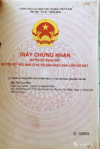 Bán Nhà Mặt Tiền 15B Trần Khánh Dư ,Phường Tân Định, Quận 1