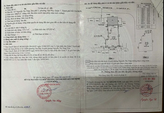 Bán Nhà Mặt Tiền 107 Nguyễn Thị Thập, P. Tân Phú, Quận 7