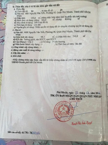 Bán Nhà Mặt Tiền 68B Nguyễn Văn Trỗi, P8, Phú Nhuận