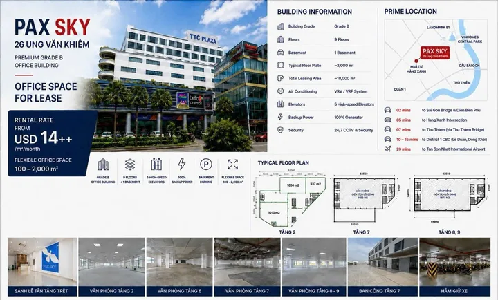 BDS HVL [NC] CHO THUÊ SÀN VĂN PHÒNG BÌNH THẠNH GIÁ TỐT