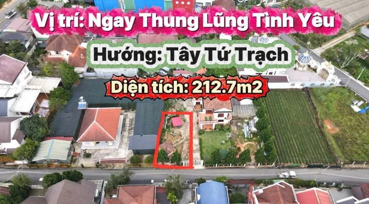 Đất biệt thự đẹp đồi diện khu du lịch Thung Lũng Tình yêu, đường nhựa lớn bằng phẳng nghỉ dưỡng tốt