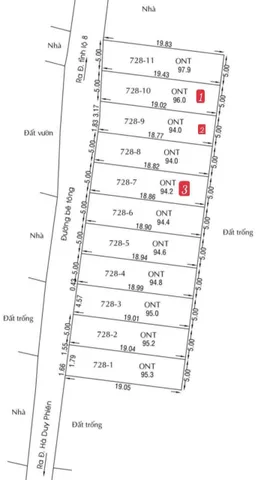 Bán 3 nền thổ cư đường oto beton 1/ đường 412 , xã Bình Mỹ dt 95m2 giá 1,85 tỷ / lô