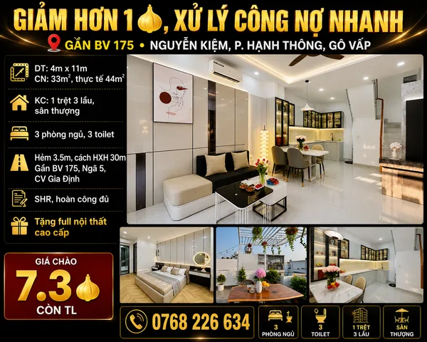 Bán Nhà riêng 44m2 có sẵn 33 m2 thổ cư giá 7.3 tỷ tại Đường Nguyễn Kiệm Phường 03 Quận Gò Vấp TP. Hồ Chí Minh