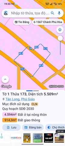 Bán Đất 5509m2 có sẵn 1000 m2 thổ cư giá 19.86 tỷ tại Xã Tân Long Huyện Phú Giáo Bình Dương