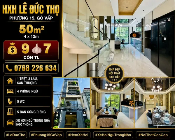 Bán Nhà riêng 50m2 có sẵn 50 m2 thổ cư giá 9.7 tỷ tại Đường Lê Đức Thọ Phường 15 Quận Gò Vấp TP. Hồ Chí Minh